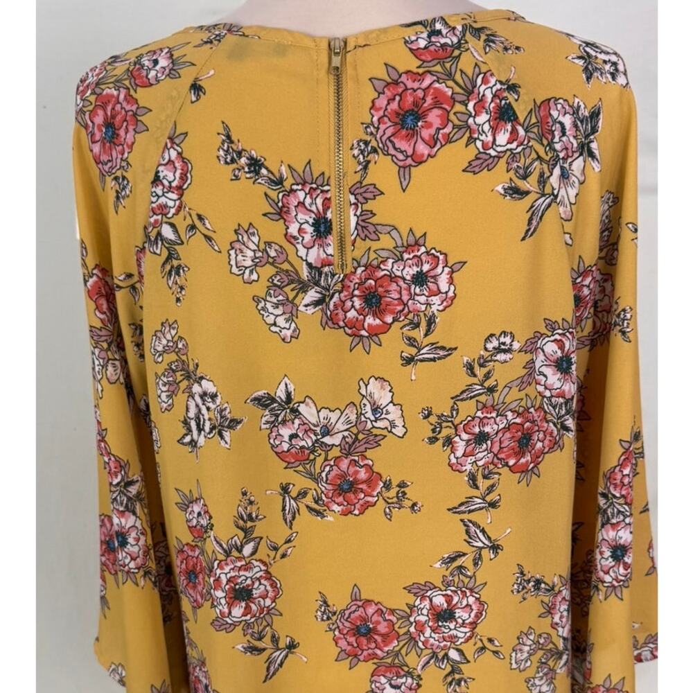 Papermoon Womens Medium Yellow Floral Blouse Bell Sleeve - Picture 6 of 7
